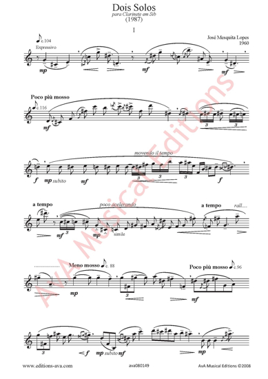 Imagem de Dois solos para Clarinete em Sib